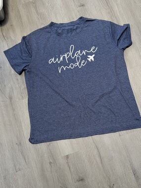 Blue & White  'Airplane Mode' Short Sleeve Tee